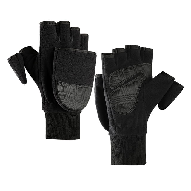 WEAIXIMIUNG Gants Hommes Hiver Extérieur Cyclisme Épaissir - Gants Sans Doigts à Écran Rabattable