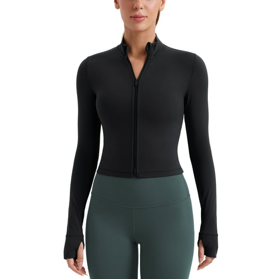 CRZ YOGA Butterluxe Cropped Athletic Jackets for Women Full Zip Up Track Tops