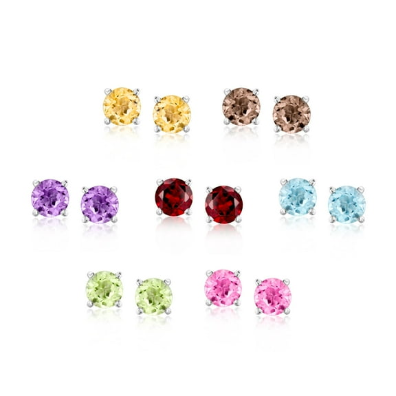 Ross-Simons 7.00 ct. t.w. Multi-Stone Jewelry Set: 7 Pairs Of Stud Earrings in Sterling Silver, Women's, Adult