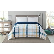 Mainstays Blue Plaid 4 Piece Bed in a Bag Comforter Set with Sheets, Full
