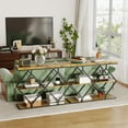 thumbnail image 4 of 3-Tier Industrial Entryway Table - Dia-mond-Shaped Metal Frame & Open Shelves, Rustic Accent Table for Hallway & Living Room, 4 of 8