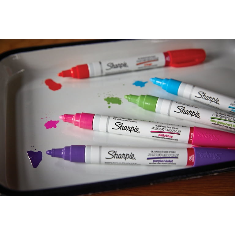 Sharpie Oil-Based Paint Markers, Fine Point, Bright Colors, 5 Count 