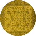 thumbnail image 1 of Ahgly Company Machine Washable Indoor Round Oriental Yellow Industrial Area Rugs, 5' Round, 1 of 4