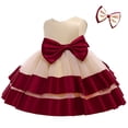 thumbnail image 2 of Vestido NSSMWTTC para niñas, Pascua, burdeos y champán con volantes, 2 of 5