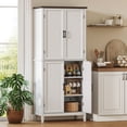 thumbnail image 2 of HOMCOM Tall Kitchen Pantry with Chevron Doors and Adjustable Shelves White, 2 of 10