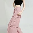 thumbnail image 7 of Kmdttou Cargo Pants Women Baggy Plus Size Solid Color Fashion Casual Loose Broad Leg Full Length Pants, 7 of 7