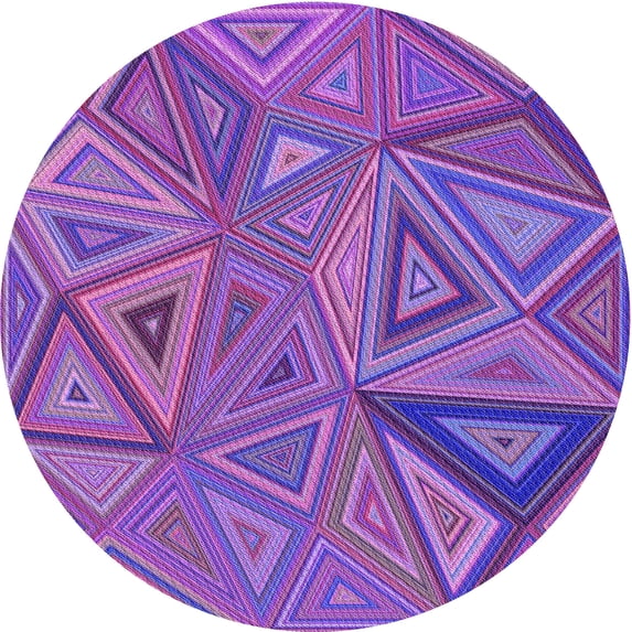 Ahgly Company Machine Washable Indoor Round Transitional Purple Area Rugs, 5' Round