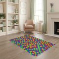 thumbnail image 2 of ODIKA Eccentric Interlocking Squares Funky Geometric Vibrant Checkerboard Pet Friendly & Kids Safe Play for Playroom, Bedroom, Reading Nook, 2 of 7