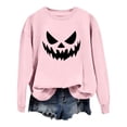 thumbnail image 3 of WEIWEN Halloween Sweatshirt for Women 2026 Funny Pumpkin Face Printed Crewneck Long Sleeve Tops Women's Clothing Dressy Casual Fall Outfits for Women Sweaters Pink, XL, 3 of 6