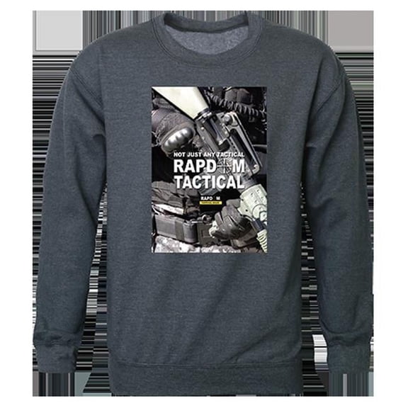 Rapdom 2 Graphic Crewneck Sweatshirt, Heather Charcoal - Small