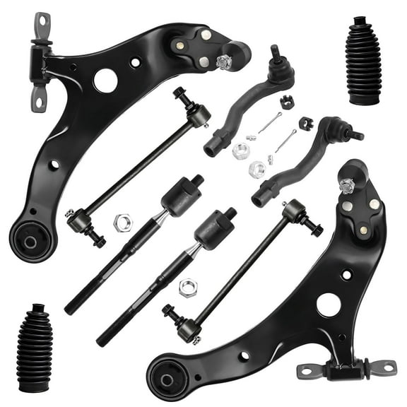 Detroit Axle - 10pc Front End Kit for Toyota 2002-2003 Camry Lexus ES300 2 Lower Control Arms with Ball Joints 4 Inner and Outer Tie Rods 2 Sway Bars 2 Boots Replacement