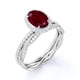 thumbnail image 4 of JeenMata Juego de Anillos Nupciales con Rubí Ovalado Creado en Laboratorio de Birmania de 1,75 Quilates: Anillo con Piedra Natal de Julio: Oro Blanco de 18 K sobre Plata, 4 of 6