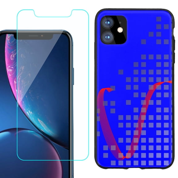 For Apple iPhone 11 Phone Case , Slim-Fit TPU Protective Case (Black), with Tempered Glass Screen Protector, by OneToughShield ® - Victory