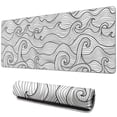 thumbnail image 1 of Stitched-Edge Gaming Mouse Pad - XL, Non-Slip, Blue & White Wave Design, 1 of 7