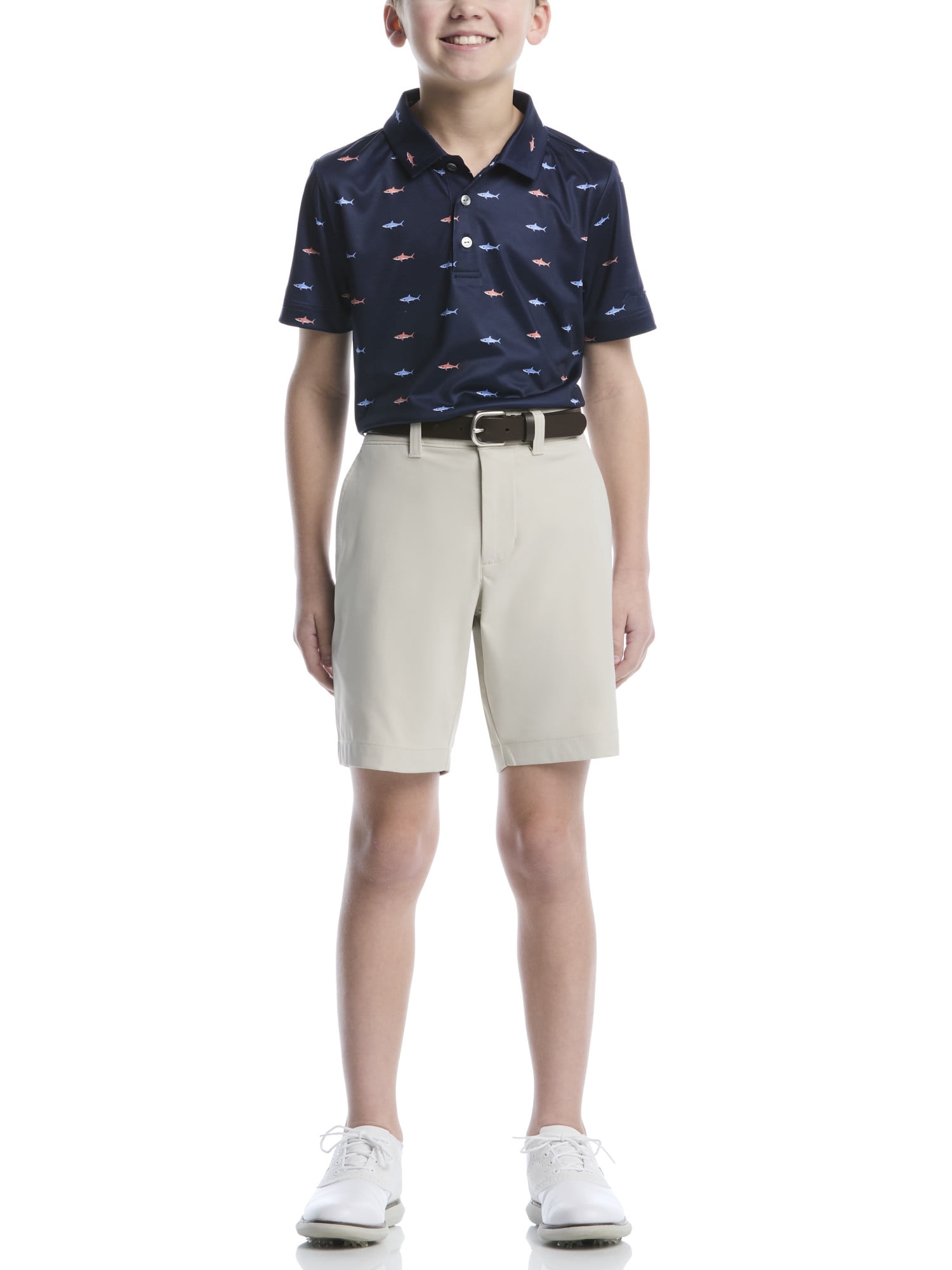 Ben Hogan Boys & Big Boys Performance Golf Polo: Shark Print, Sizes 4-18