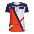 thumbnail image 6 of Odbmxy Summer Plus Size Shirts for Women V-Neck Short Sleeve Blouses for Women Graphic Red Party Zipper Leisure Workout Slim Tops, 6 of 6