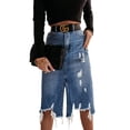 thumbnail image 1 of LYMAYTER Jupe en Denim Décontractée pour Femme Mini Ourlet à Franges Usée Rétro Lavée Jupe Trapèze Courte en Denim, 1 of 9