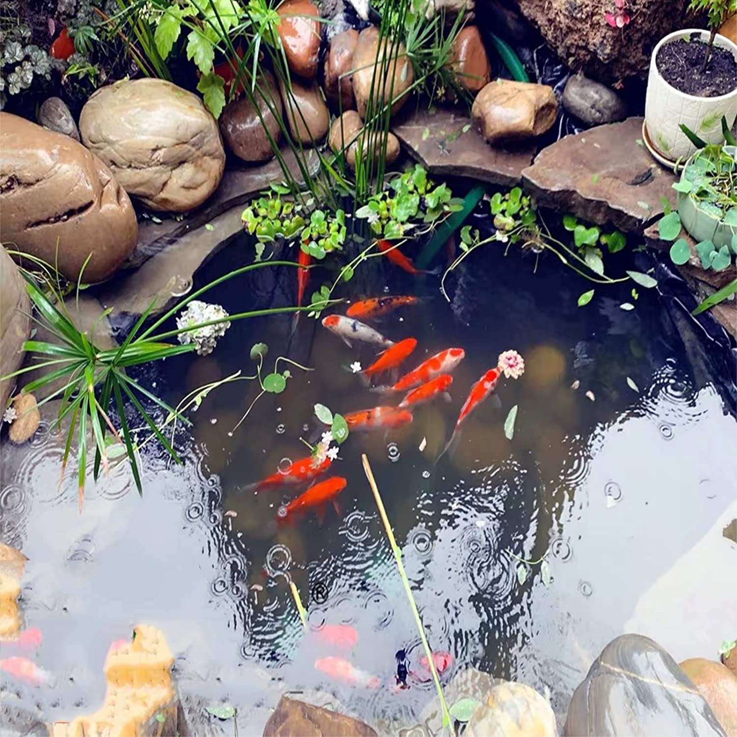 LANGM Pond Skins Black Pliable Durable HDPE Heavy Duty Pond Plastic Liner for Fish Ponds Water