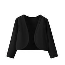 YLSDY Girls' Bolero Shrug Cardigan Jacket Long Sleeve Open Front Cute Lightweight Knit Cropped Cardigan Black 6Y
