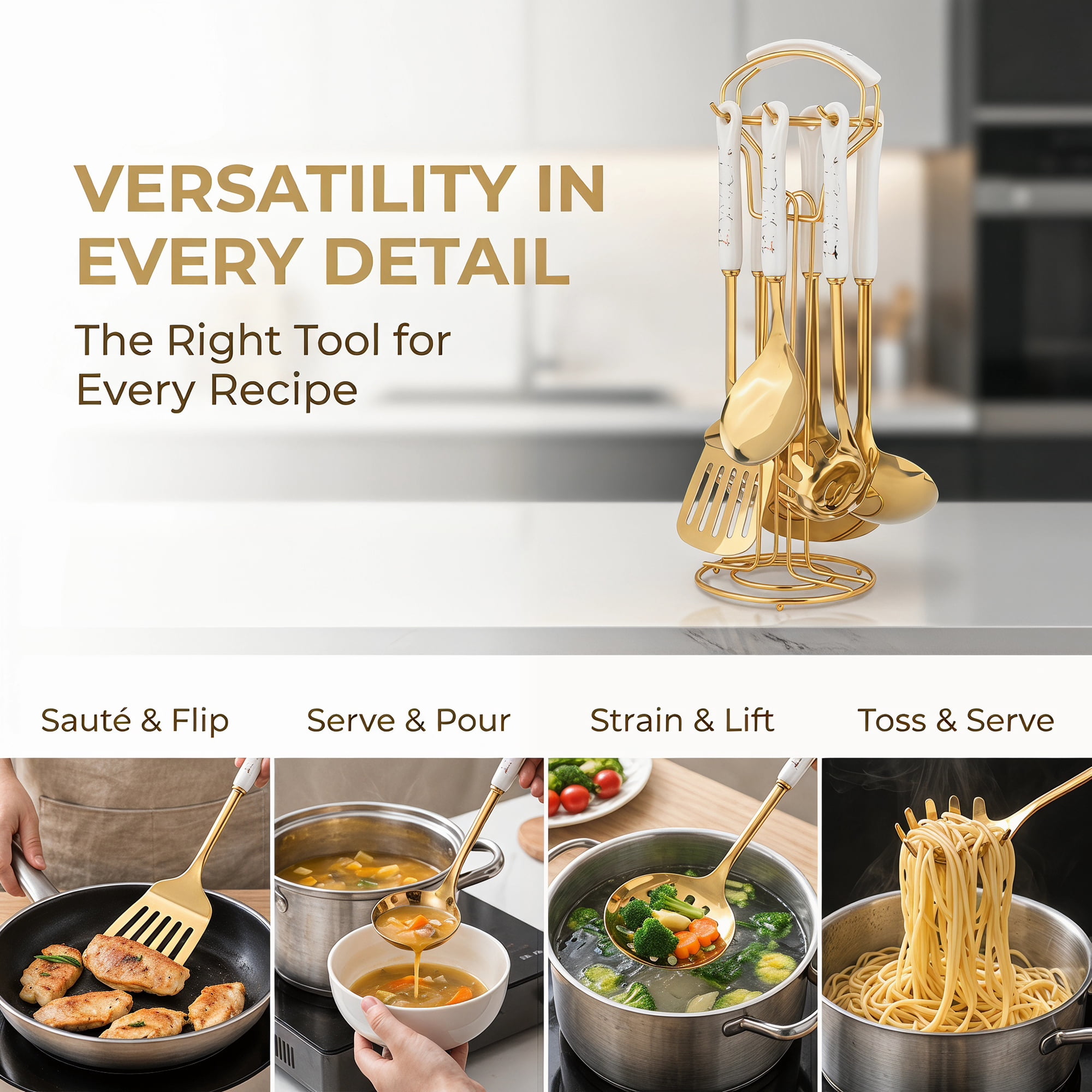 Unique Bargains Essential Kitchen Gadgets Cooking Utensil Set with Silicone White B 7pcs