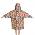 thumbnail image 2 of Multicolor Christmas Icon Pattern Blanket Hoodies for Kids 6-13YR Oversize Wearable Blanket Hoodies for Boys Girls Teens, 2 of 7