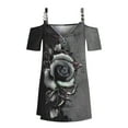 thumbnail image 4 of JINMGG Womens Plus Size Clearance $5 Women Pirnt V-neck Short Sleeve Strapless T Shirt Polluver Blouse Tank Tops Gray S, 4 of 5