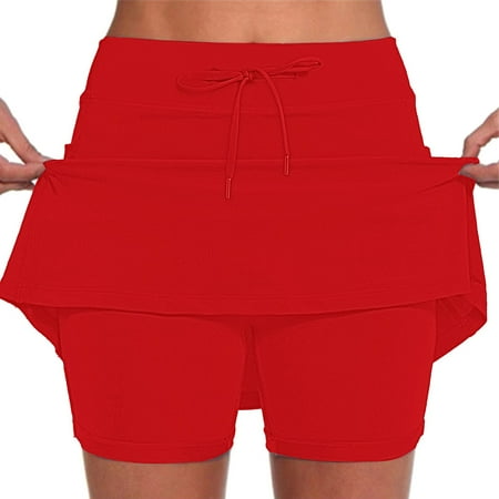 GXIPO High Waisted Golf Skirts for Women Tennis Skirt With Pockets Skorts for Woman Athletic Workout Casual Red 4XL