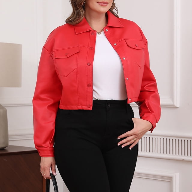 LOVZFMLL Vestes pour Femmes Amples Décontractées à Manches Longues à Simple Boutonnage Grande Taille Veste Courte Veste en Cuir à Manches Longues à Capuche Veste en Cuir