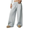 thumbnail image 2 of Deago Women's Fleece Lined Sweatpants Wide Leg Thermal Winter Warm Drawstring Baggy Sweat Pants with Pockets (Light Gray, XL), 2 of 9