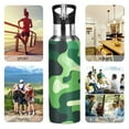 thumbnail image 7 of Yayeee 20oz Double Wall Stainless Steel Water Bottle with Flip Straw, Green Camouflage Pattern, 7 of 7