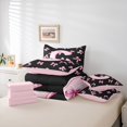 thumbnail image 6 of Feelyou Kawaii Monogrammed C Twin Bedding Sets 7-Piece for Teen, Black Pink Bow-tie Bedding Comforter Set, Cartoon Princess Bow Reversible Sheet Sets, Super Cozy Room Decor, 6 of 8