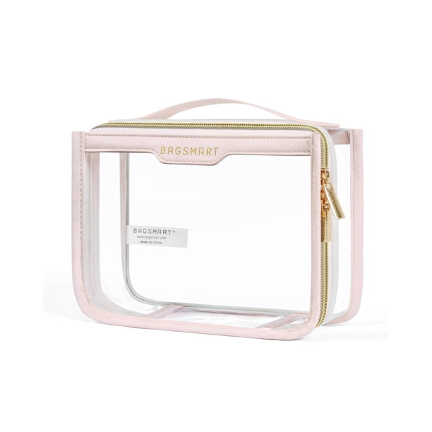 Neceser de maquillaje BAGSMART, transparente, para mujer, color rosa