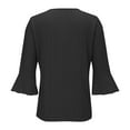thumbnail image 3 of DeHolifer Tunic Tops for Women 3/4 Sleeve Solid Color V-Neck Button Hollow Out Blouse Tops Black XL, 3 of 4