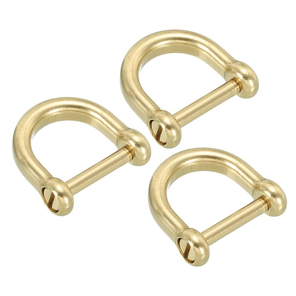 D-Ring Shackles, 3Pcs 1/2 Inch Inside Width Solid Brass U Shape Shackles for DIY Leather