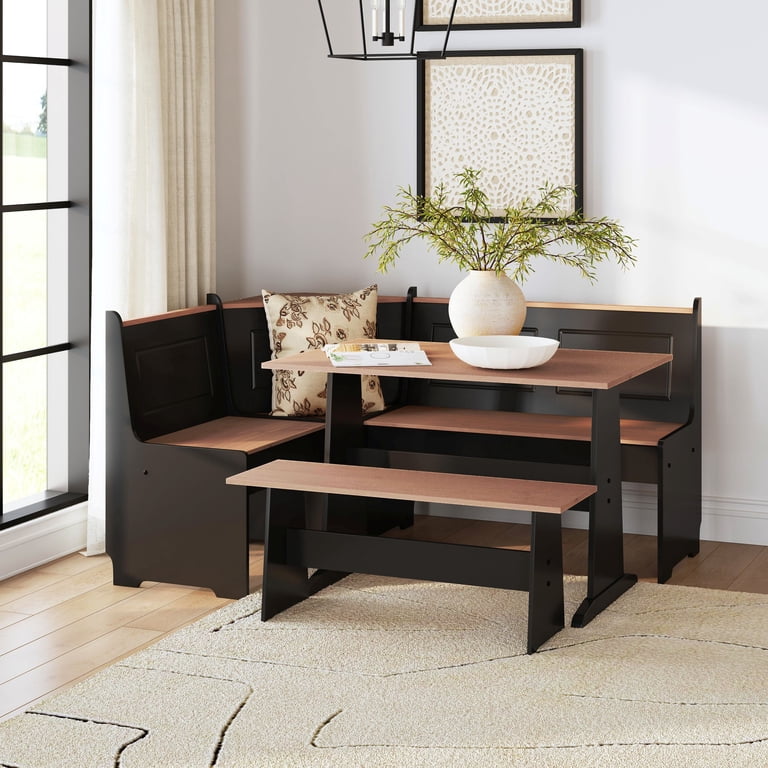 Linon Ardmore Farmhouse Corner Dining 3-Piece Storage Breakfast