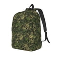 thumbnail image 1 of Disketp Green Camouflage Skull print Canvas Backpack Lightweight Travel Daypack Student Rucksack Laptop Backpack-, 1 of 5