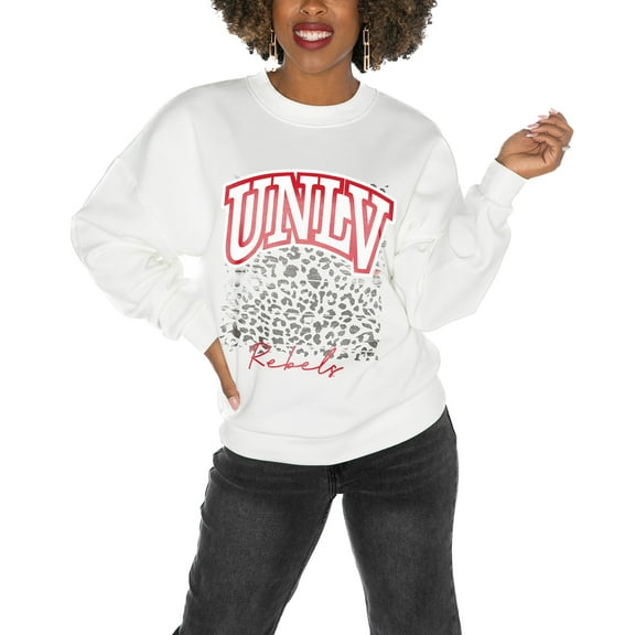 Women's Gameday Couture UNLV Rebels White Oversized Drop Shoulder Fleece Drop Pullover Sweatshirt