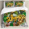 thumbnail image 3 of Ambesonne Modern Summer Typography over Tropical Sun Objects Fishes Anchor Marine Sea Boat Graphic Duvet Cover Set, 3 of 3