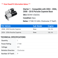 thumbnail image 2 of Starter 1 - Compatible with 2004 - 2006, 2008 - 2010 Porsche Cayenne Base 2005 2009, 2 of 2