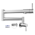 thumbnail image 1 of Heyalan Cocina Restaurante Grifo Cromo Pulido 19 Pulgadas Montado En La Pared Plegable Estirable Doble Articulación Brazo Oscilante Un Solo Orificio Dos Asas Comercial Npt Acero Inoxidable Pot Filler, 1 of 1