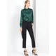 thumbnail image 3 of Allegra K Blusa Casual Volante Fruncido Botones Delanteros Manga Larga Camisa De Trabajo Para Mujer Verde Oscuro XL Unique Bargains Blusa, 3 of 6