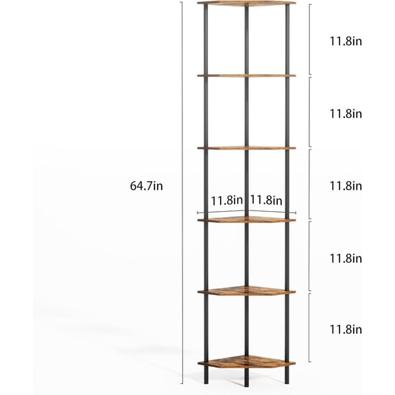 6-Tier Corner Shelf Stand with LED Light, Metal Frame Storage Unit for Bedroom Living Room