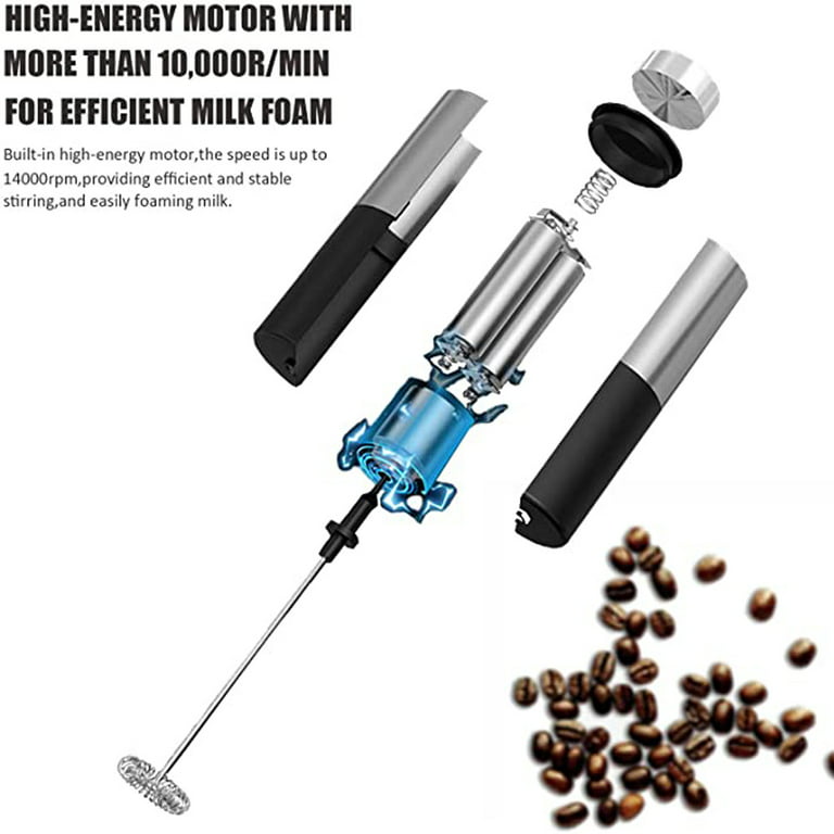 HAIKARSTA Milk Frother Handheld,Battery Operated Electric Mixer with  Stainless Steel Stand,Frother for Coffee,Latte,Cappuccino,Hot Chocolate