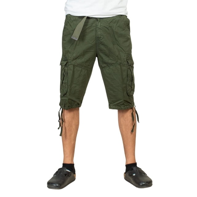 Bermuda cargo para hombre con cinturon y jareta en piernas
