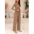 thumbnail image 5 of PRETTYGARDEN Womens Jumpsuit Dressy Casual Spring Fall Fashion One Piece Outfits Long Sleeve Mock Neck Wide Leg Pants Rompers, 5 of 8