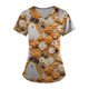 thumbnail image 1 of Camisetas de trabajo de talla grande con estampado de uniforme de trabajo para mujer, camisetas divertidas de manga corta con cuello en V cruzado y estampado de Halloween, 1 of 4