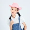 thumbnail image 2 of Cowboy Hat for Kids Girls Boys Wide Brim Hats Felt Western Cowgirl Hats for Cosplay Fancy Dress Dress-up Party, 2 of 7