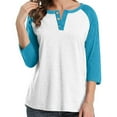 thumbnail image 7 of Fesfesfes Women's Comfortable Blouse Practical Elegant Three-quarters sleeve Button Decoration Lape Tops Fashionable for Casual Daily Wear(Blue#1,M), 7 of 7