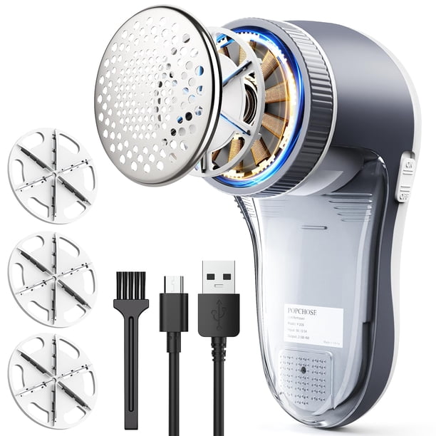 Quitapelusas Eléctrico Recargable con 6 Cuchillas Afeitadora de Tela USB 1200mAh para Ropa y Muebles con Malla de Panal y Bloqueo de Seguridad