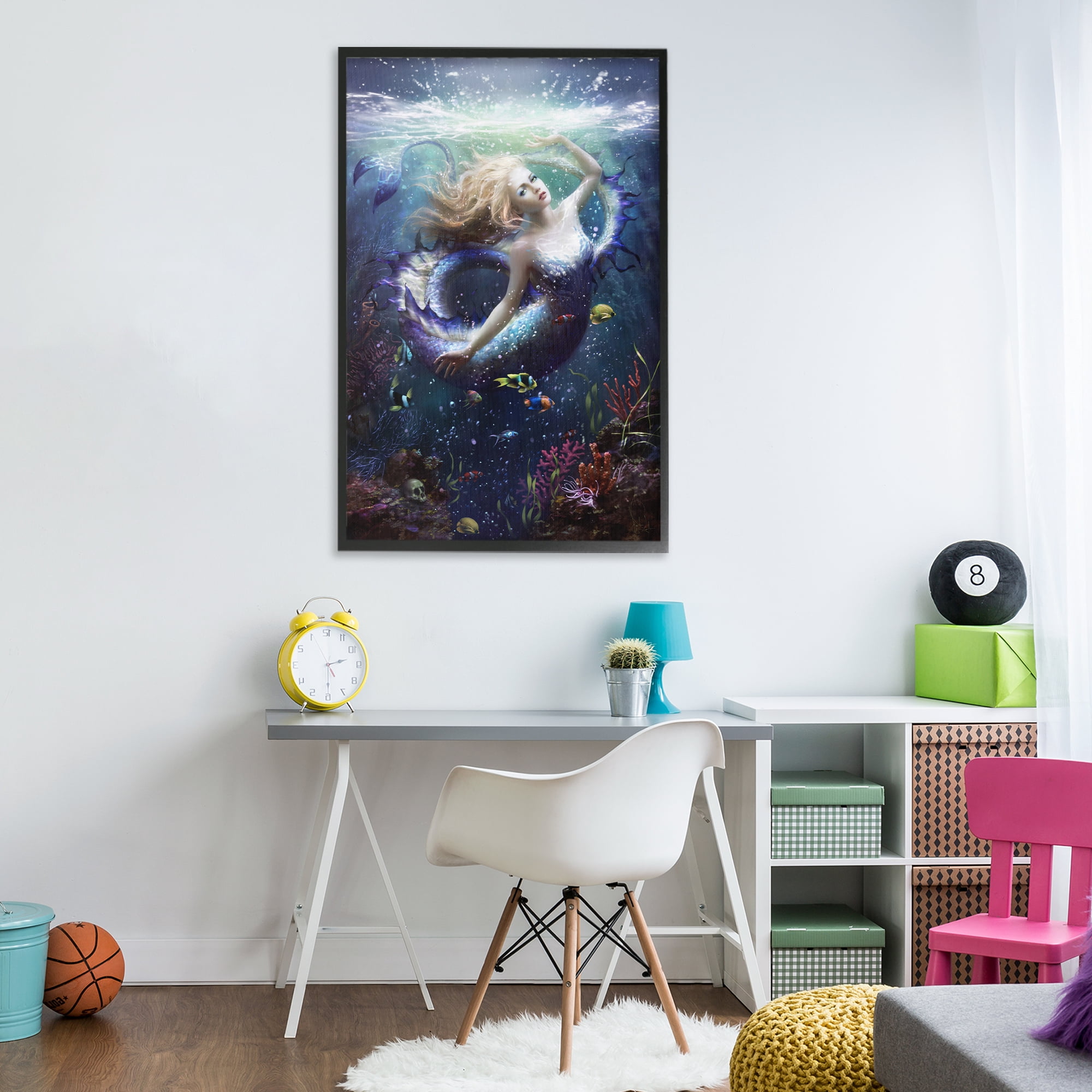 Stupell Industries Deep Sea Mermaid Black Framed Giclee Art, design by Melanie Delon